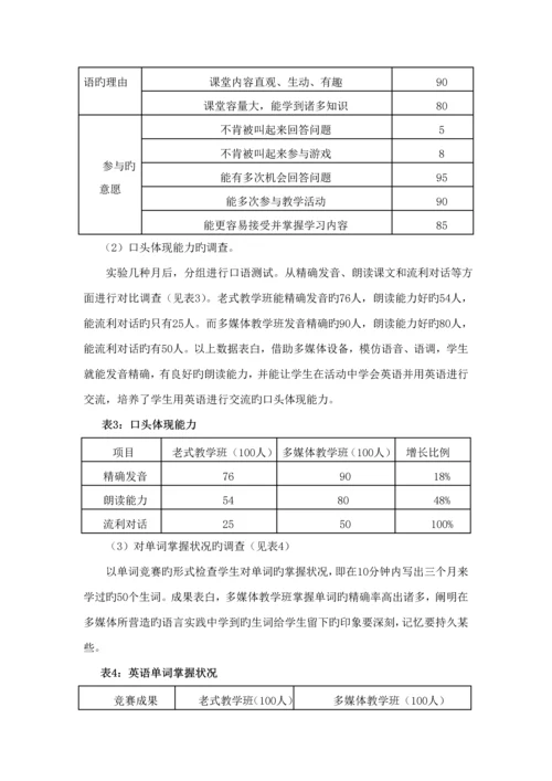 多媒体在英语教学中的应用专题研究报告.docx