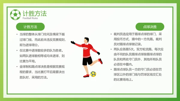 绿色风足球比赛规则介绍宣传PPT模板