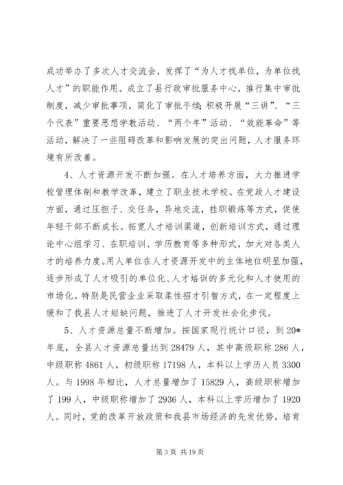 县人才工作会议主持的讲话.docx