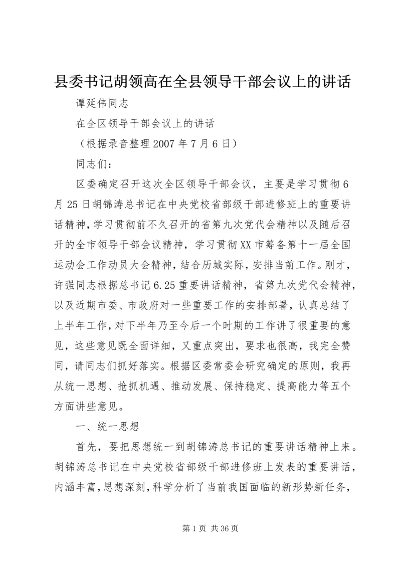 县委书记胡领高在全县领导干部会议上的讲话 (3).docx