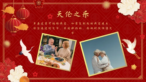红色中国风老人大寿生日会PPT模板