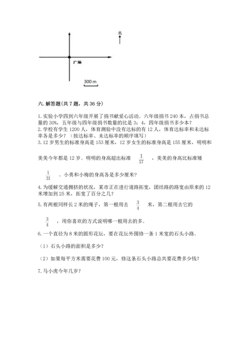 小学数学六年级上册期末测试卷及完整答案【名师系列】.docx