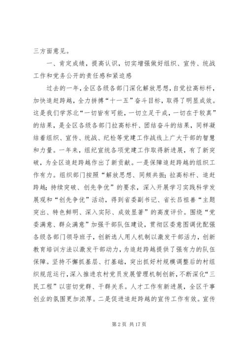 区委书记朱建华在全区党建工作暨党务公开工作会议上的讲话.docx