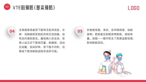 红色微立体vte的预防及护理PPT模板宣传PPT动态PPT护理查房