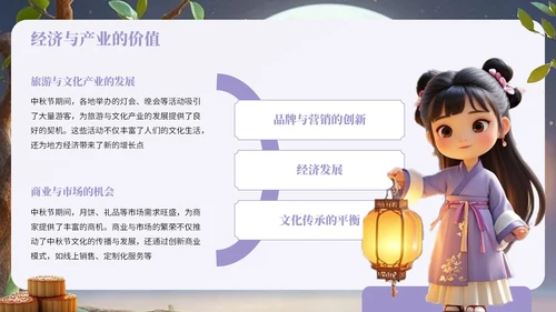 紫色中国风中秋节相关知识科普PPT模板