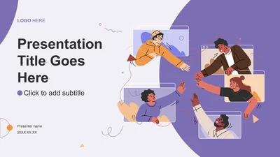 紫色扁平风远程办公PPT主题