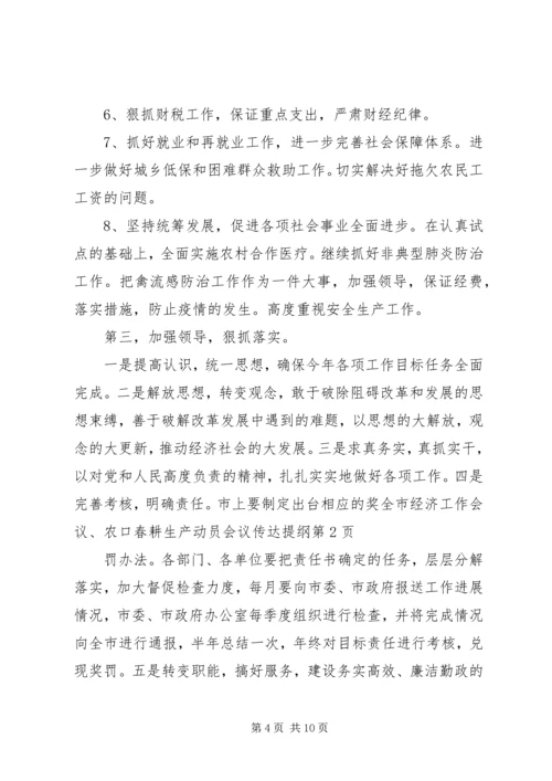 全市经济工作会议、农口春耕生产动员会议传达提纲 (3).docx