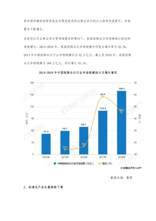 中国视频会议行业市场现状及发展趋势分析-高清化视频会议将是未来主流趋势.docx