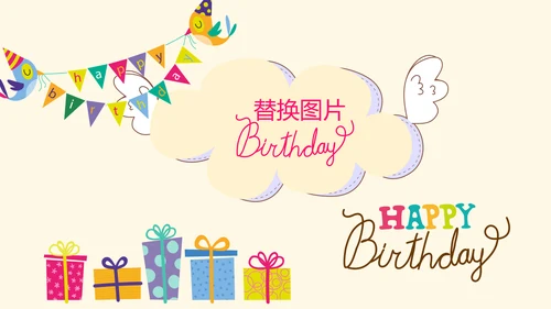 橙色生日快乐电子相册动态PPT模板