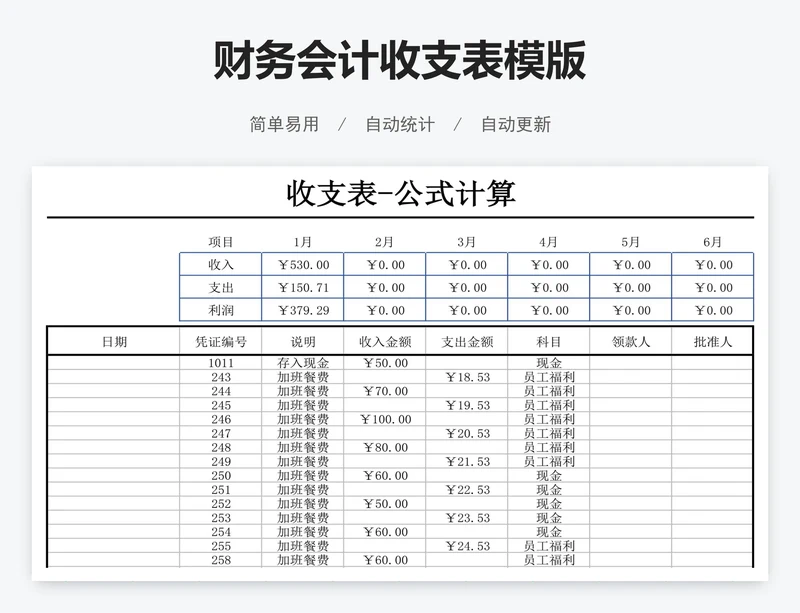 财务会计收支表模版
