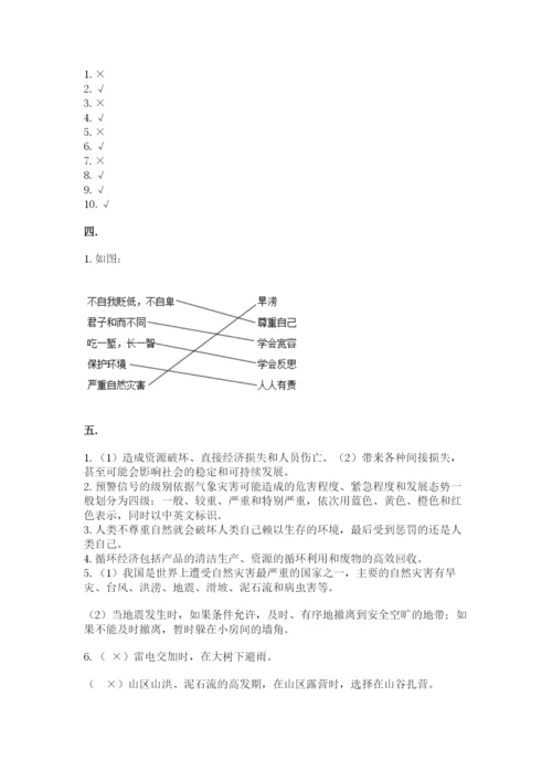 六年级下册道德与法治第二单元《爱护地球 共同责任》测试卷（精练）.docx