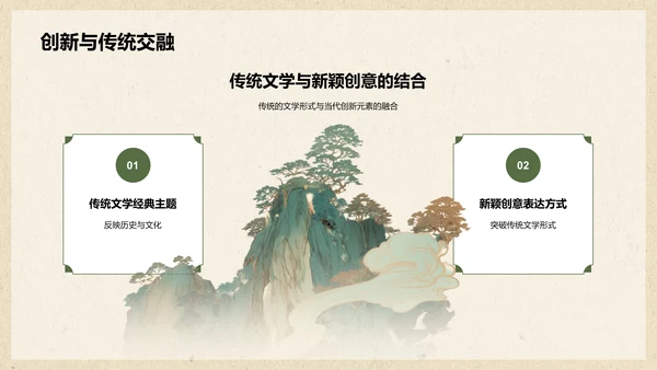 绿色复古国风文学培训课件PPT模板