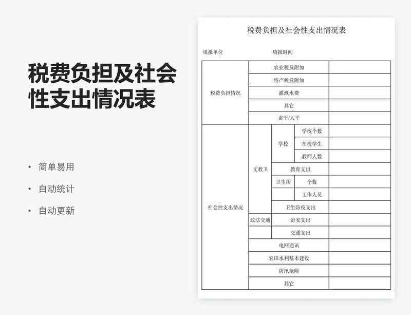 税费负担及社会性支出情况表