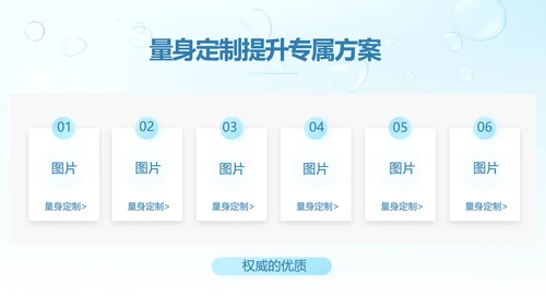 蓝色清爽小水珠风格护肤品产品介绍宣传PPT