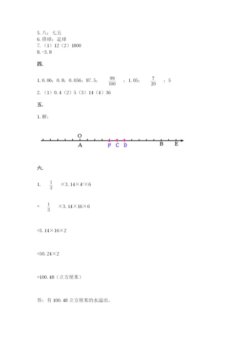 人教版数学小升初模拟试卷附参考答案（培优a卷）.docx