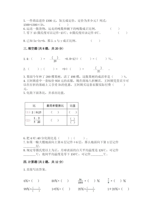 六年级下册数学期末测试卷附参考答案（突破训练）.docx