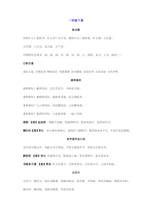 2023年部编版小学语文1-6年级必背内容日积月累、课文、古诗.docx