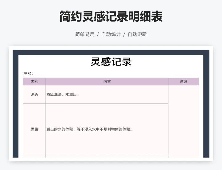 简约灵感记录明细表