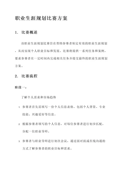 职业生涯规划比赛方案