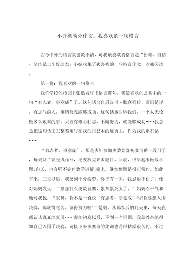 小升初满分作文：我喜欢的一句格言