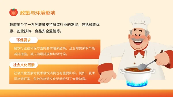 橙色插画风餐饮：餐饮行业消费报告总结
