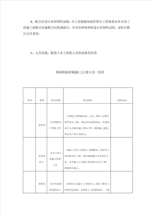 沥青路面铣刨重铺施工方案