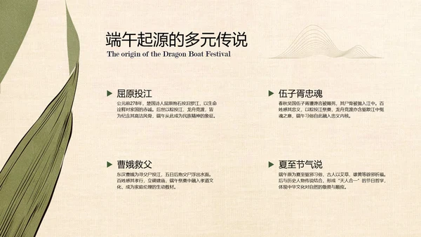 绿色中国风简约端午节介绍PPT模板