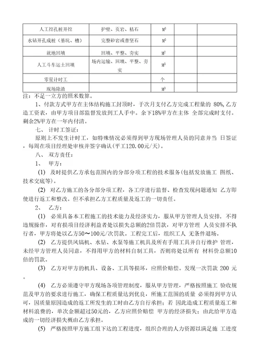 土石方分项工程施工劳务合同