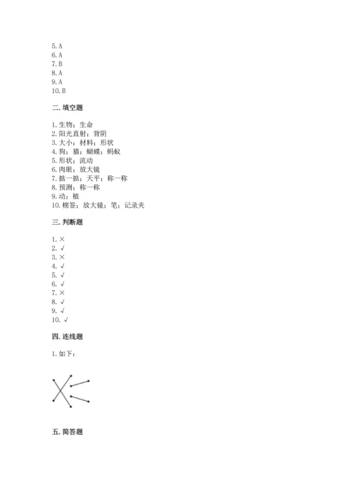 教科版一年级下册科学期末测试卷及参考答案（夺分金卷）.docx