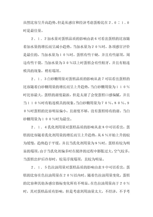 8寸海绵蛋糕的做法君之预混合粉原料不一样配比对海绵蛋糕品质影响研究