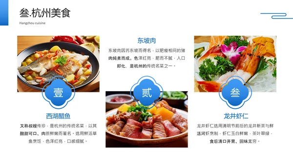 蓝色简约风杭州城市旅游文化介绍PPT