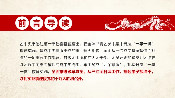 中国共青团一学一做ppt模板