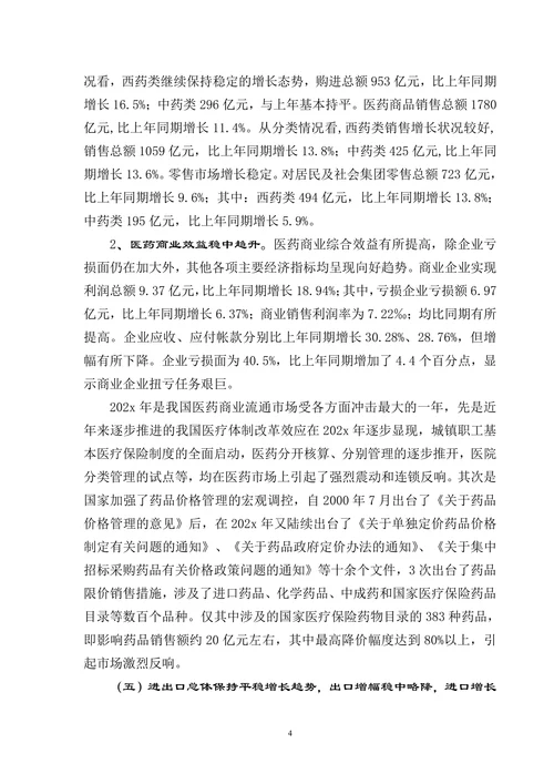 202X年医药行业经济运行分析报告