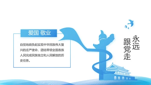 蓝色党支部党建年终总结述职报告学习教育PPT
