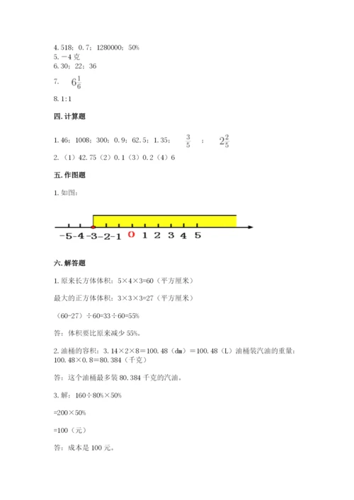 冀教版小学六年级下册数学期末综合素养测试卷及完整答案（必刷）.docx