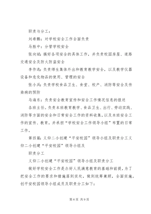 学校创建平安校园工作领导小组的组成及职责分工.docx