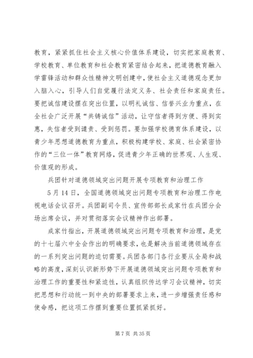 各地落实全国道德领域突出问题专项教育和治理视讯会议精神.docx