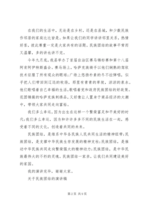 关于民族团结的演讲稿范文.docx