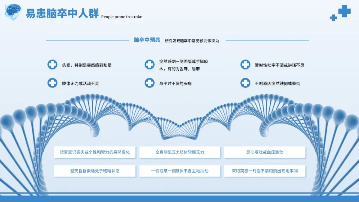 蓝色创意世界脑卒中预防PPT模板