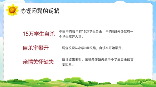 绿色卡通心理健康家长会PPT课件