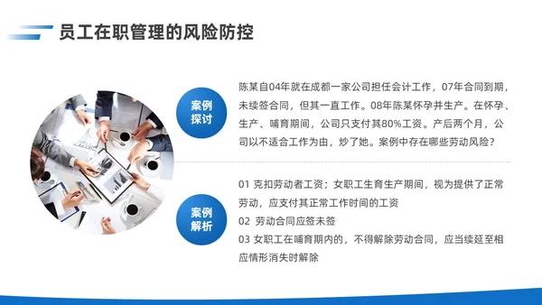 简约蓝色实拍风企业用工风险防范企业员工PPT课件