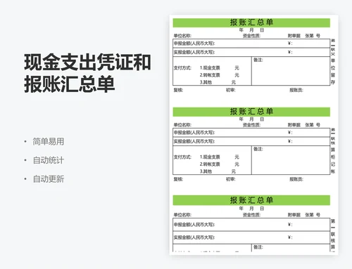 现金支出凭证和报账汇总单