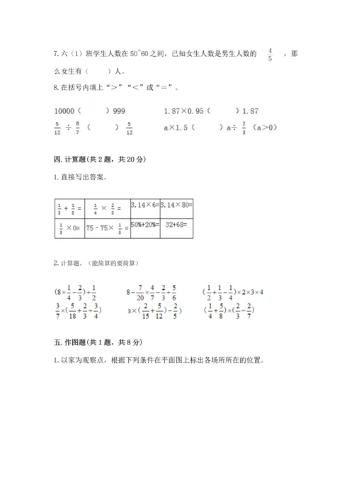 人教版六年级上册数学期末测试卷含答案【b卷】.docx