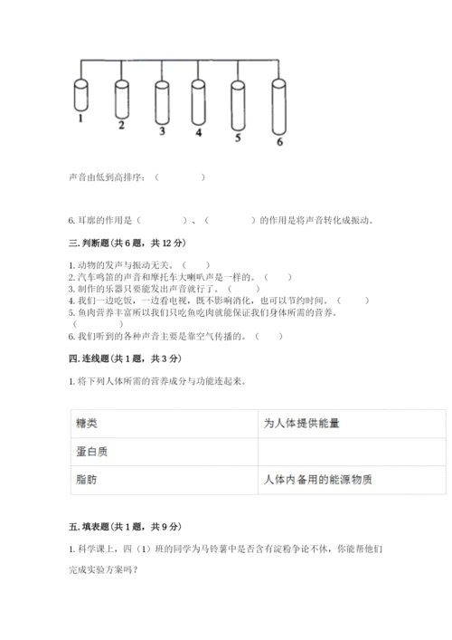 教科版科学四年级上册第二单元《呼吸和消化》测试卷精品带答案.docx