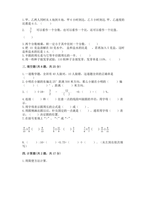 人教版六年级上册数学期末测试卷必考题.docx