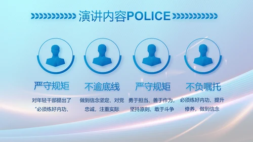 蓝色大气民警工作总结汇报PPT动态模板