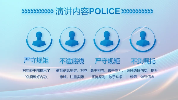 蓝色大气民警工作总结汇报PPT动态模板