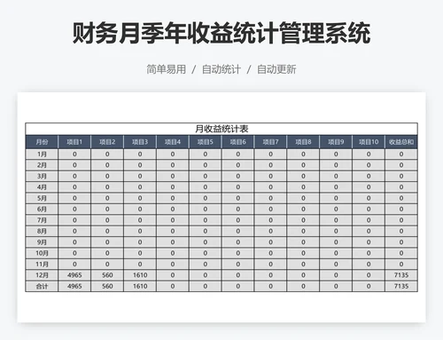 财务月季年收益统计管理系统