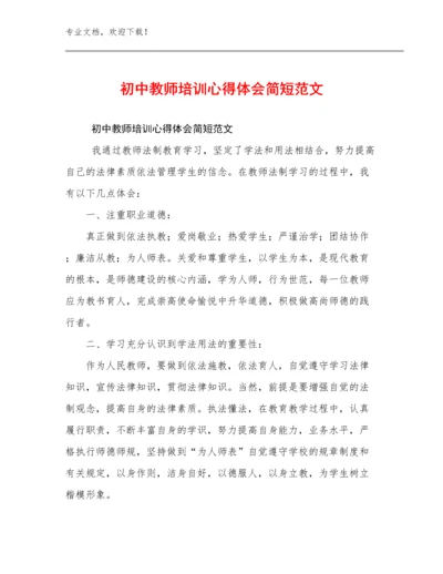 2024初中教师培训心得体会简短范文范文29篇合辑.docx