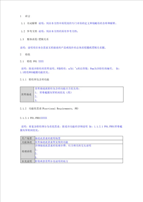 软件需求文档模板